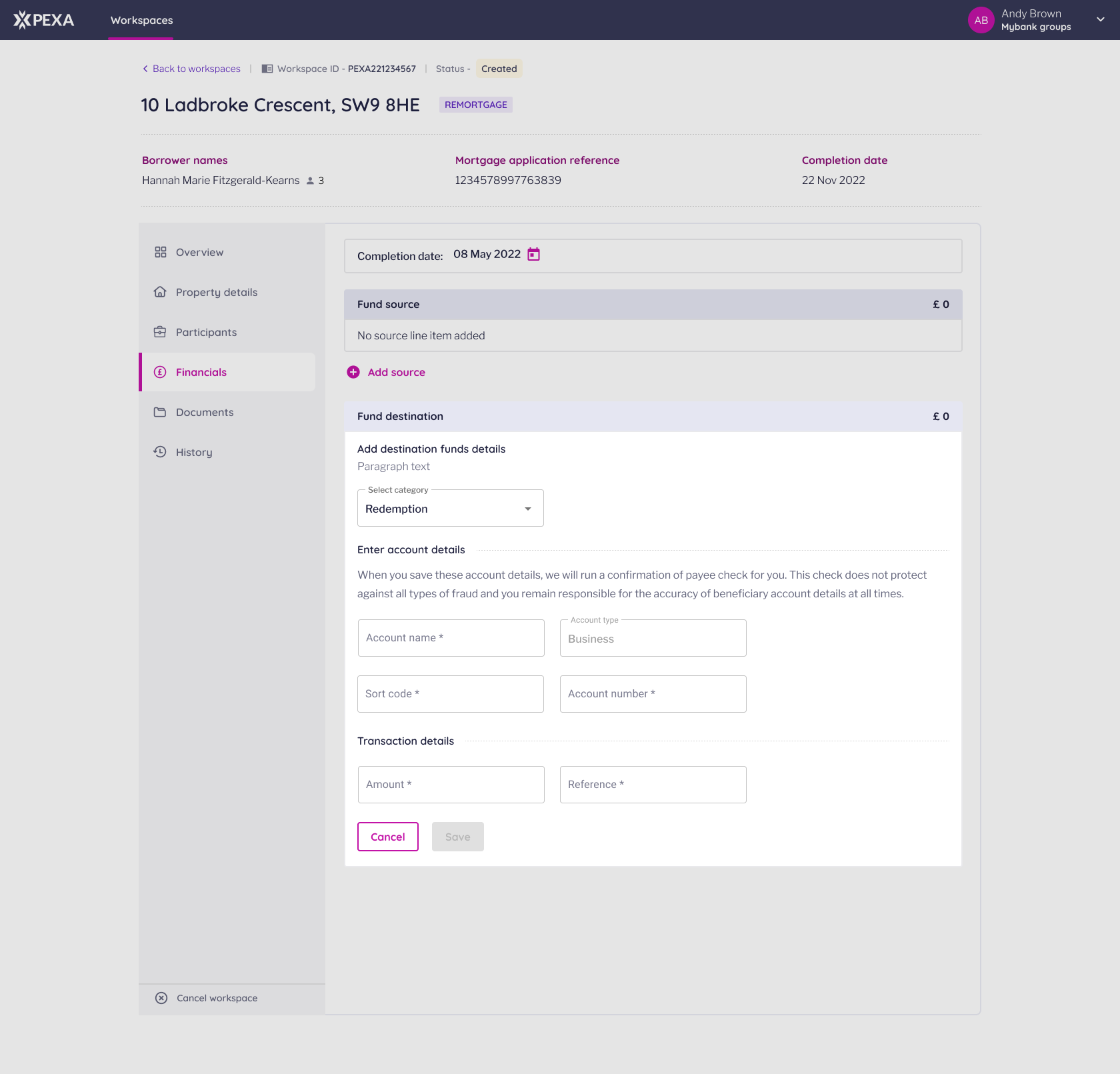 Original solution screen : Enter account details